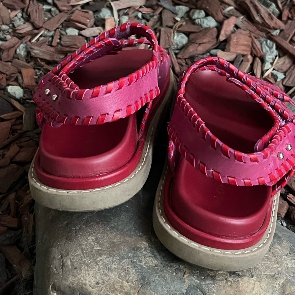 ALOHAS Barrel Slingback Sandal in Red/Pink 37 dad sandals leather woven - Picture 9 of 10